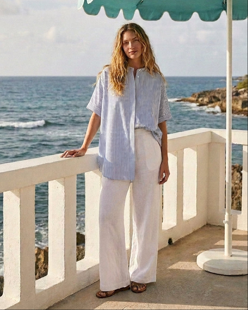 Lena Shirt Blue and White Stripe