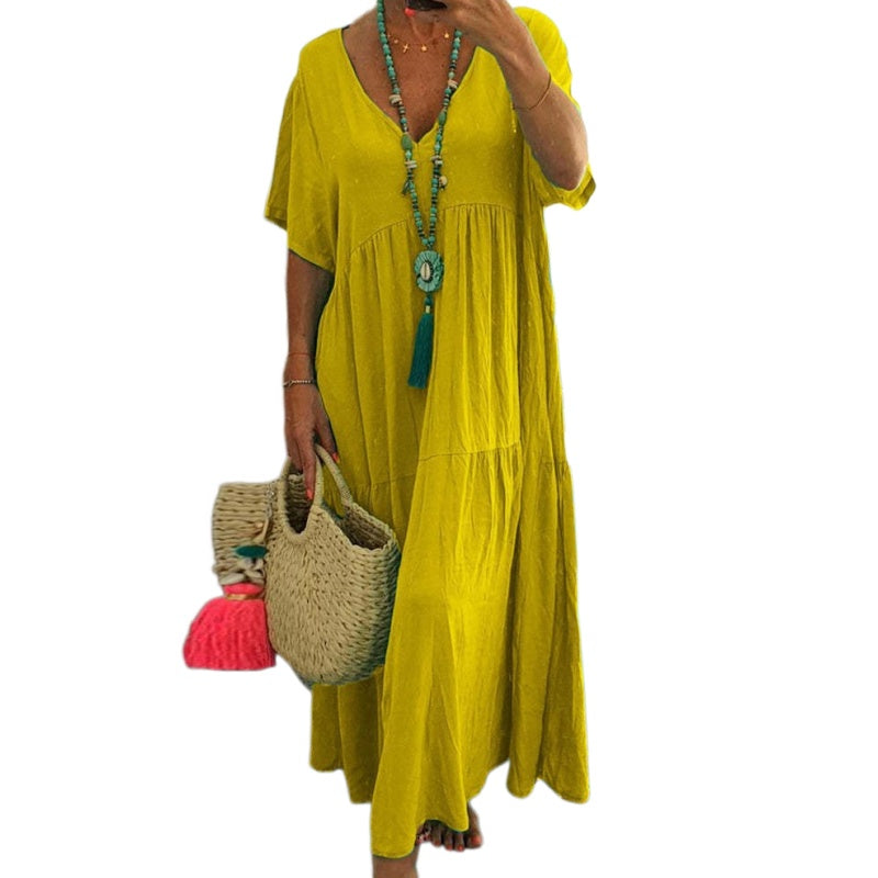 Vestido Largo Escote V Relajado