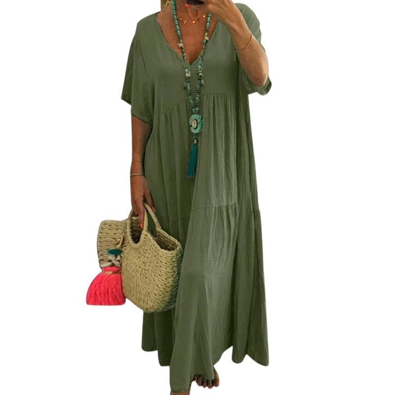 Vestido Largo Escote V Relajado
