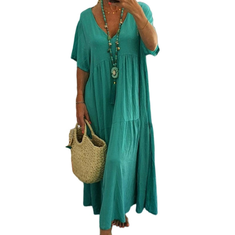 Vestido Largo Escote V Relajado