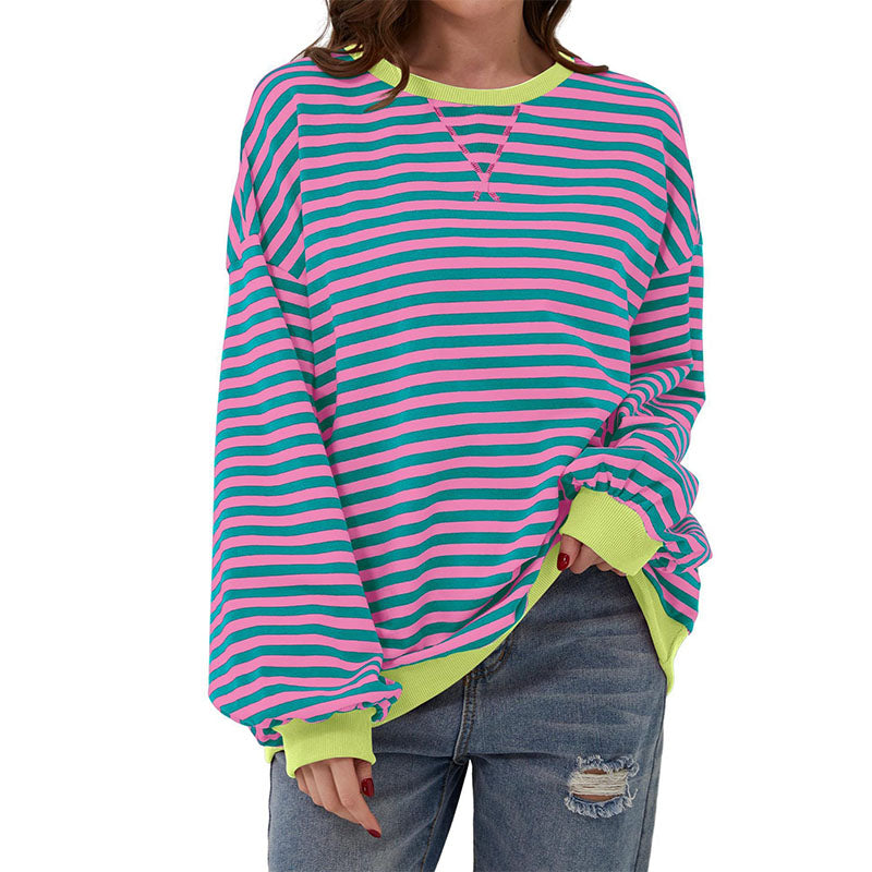 Jersey de Punto Rayas Cuello Redondo Relajado