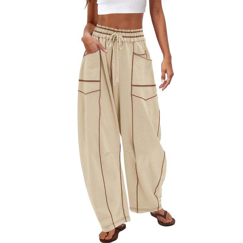 Pantalón Wide-Leg con Costuras de Contraste