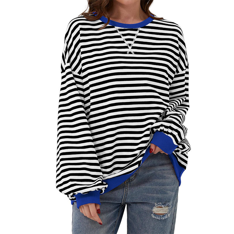 Jersey de Punto Rayas Cuello Redondo Relajado