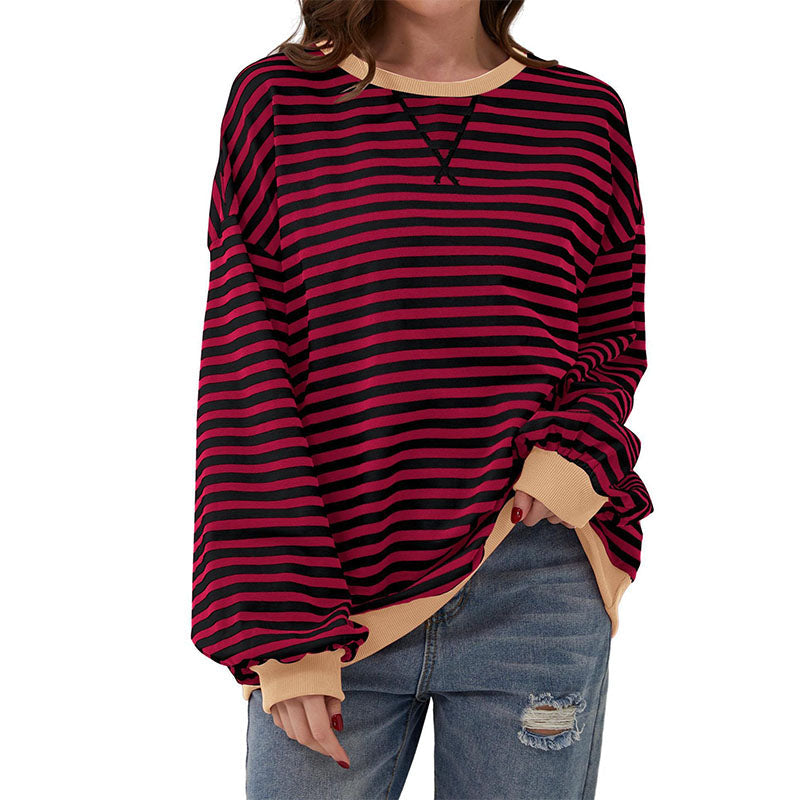 Jersey de Punto Rayas Cuello Redondo Relajado