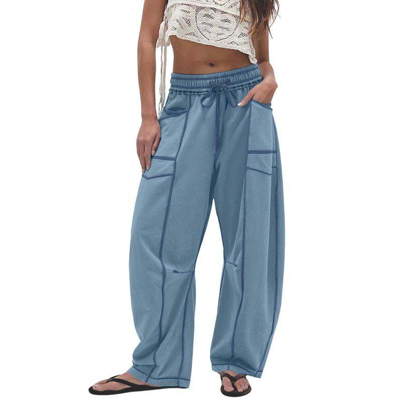Pantalón Wide-Leg con Costuras de Contraste