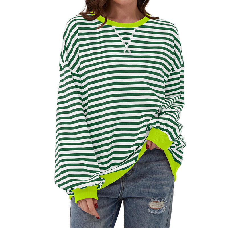 Jersey de Punto Rayas Cuello Redondo Relajado