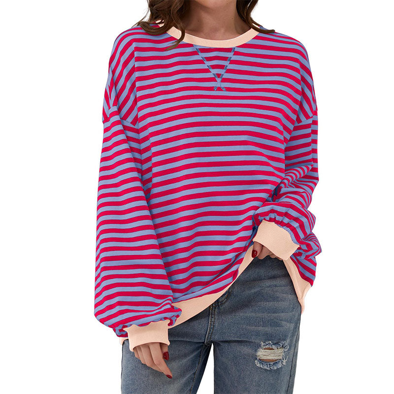 Jersey de Punto Rayas Cuello Redondo Relajado