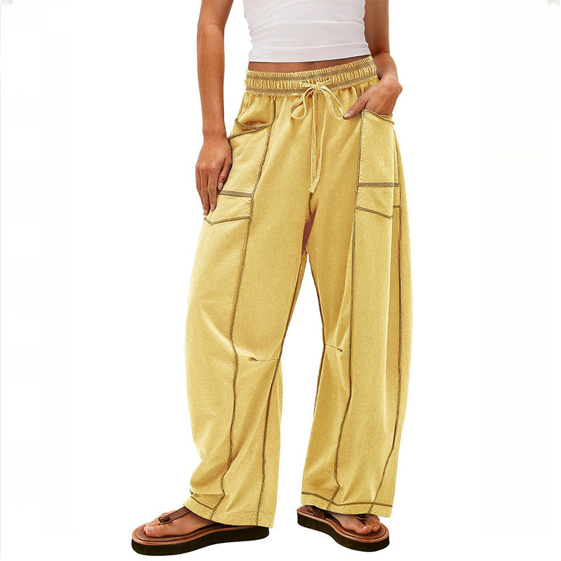Pantalón Wide-Leg con Costuras de Contraste