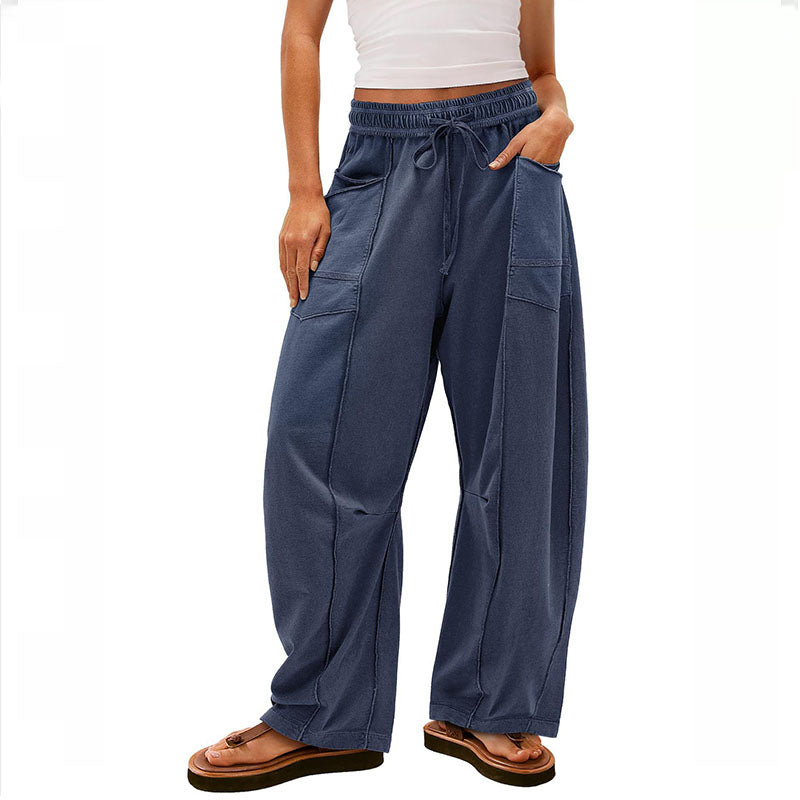 Pantalón Wide-Leg con Costuras de Contraste