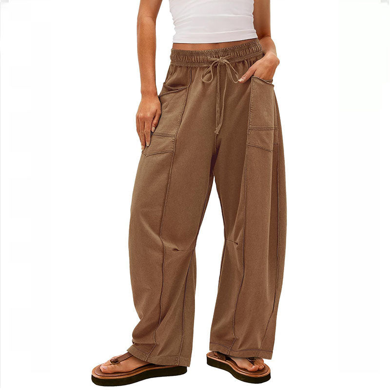 Pantalón Wide-Leg con Costuras de Contraste