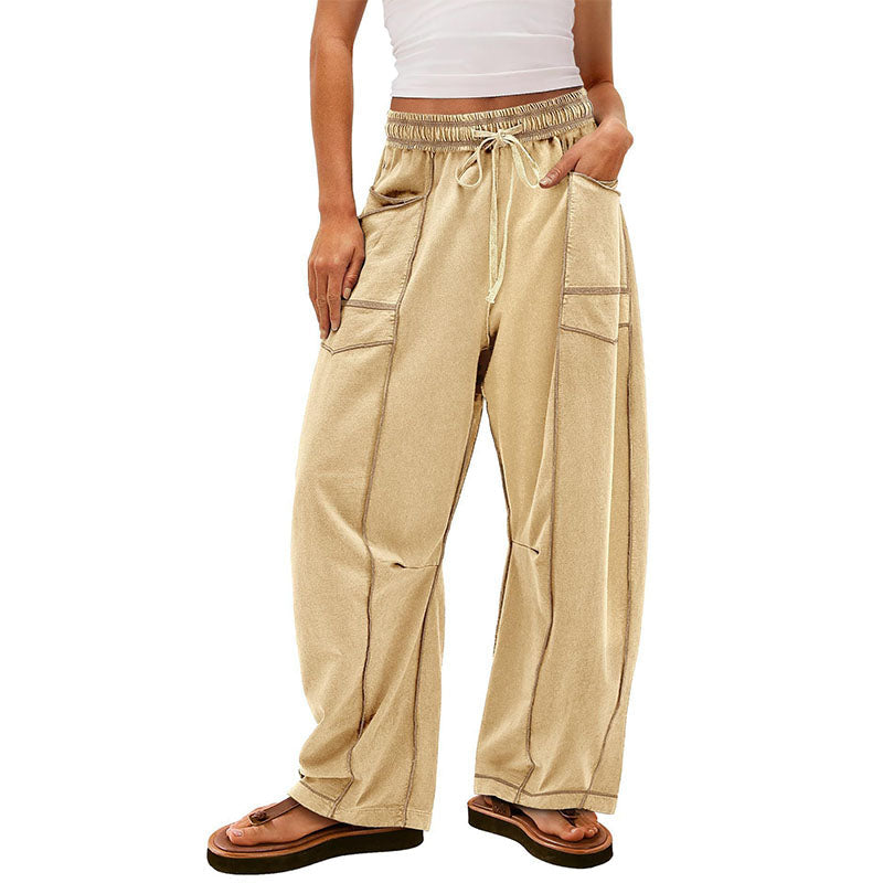 Pantalón Wide-Leg con Costuras de Contraste