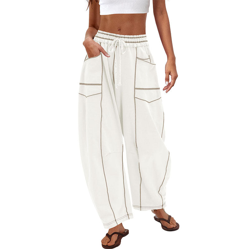 Pantalón Wide-Leg con Costuras de Contraste