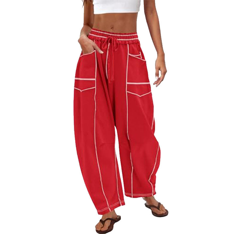 Pantalón Wide-Leg con Costuras de Contraste