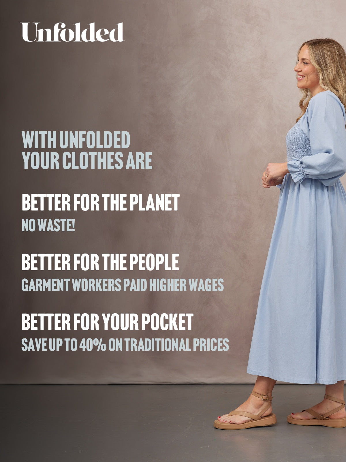 Sam Shirred Dress - Blue