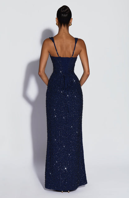 Calanthe Maxi Dress - Navy Sparkle | Elvara House