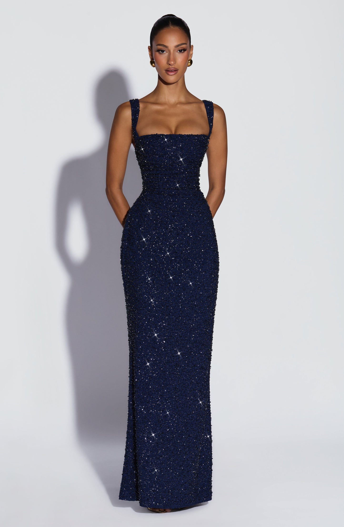 Calanthe Maxi Dress - Navy Sparkle | Elvara House