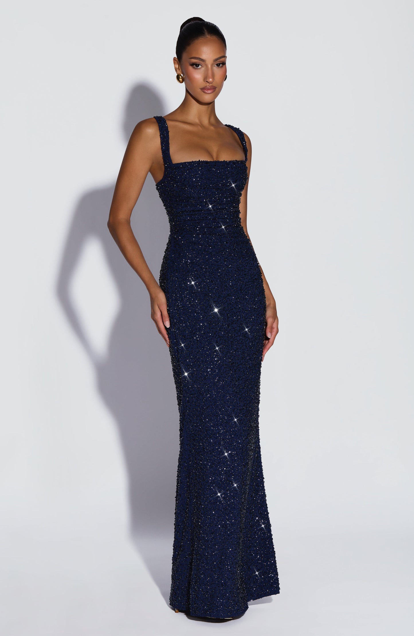Calanthe Maxi Dress - Navy Sparkle | Elvara House