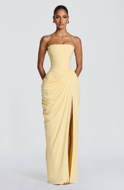 Cyra Maxi Dress - Lemon | Elvara House