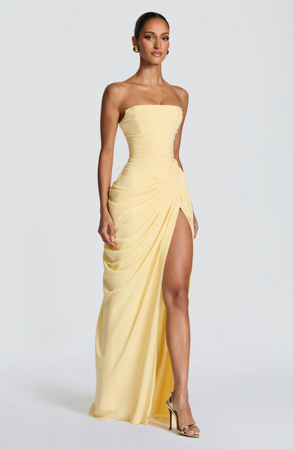 Cyra Maxi Dress - Lemon | Elvara House