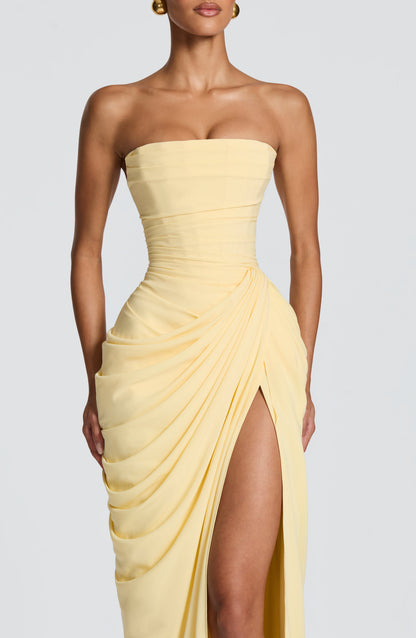 Cyra Maxi Dress - Lemon | Elvara House