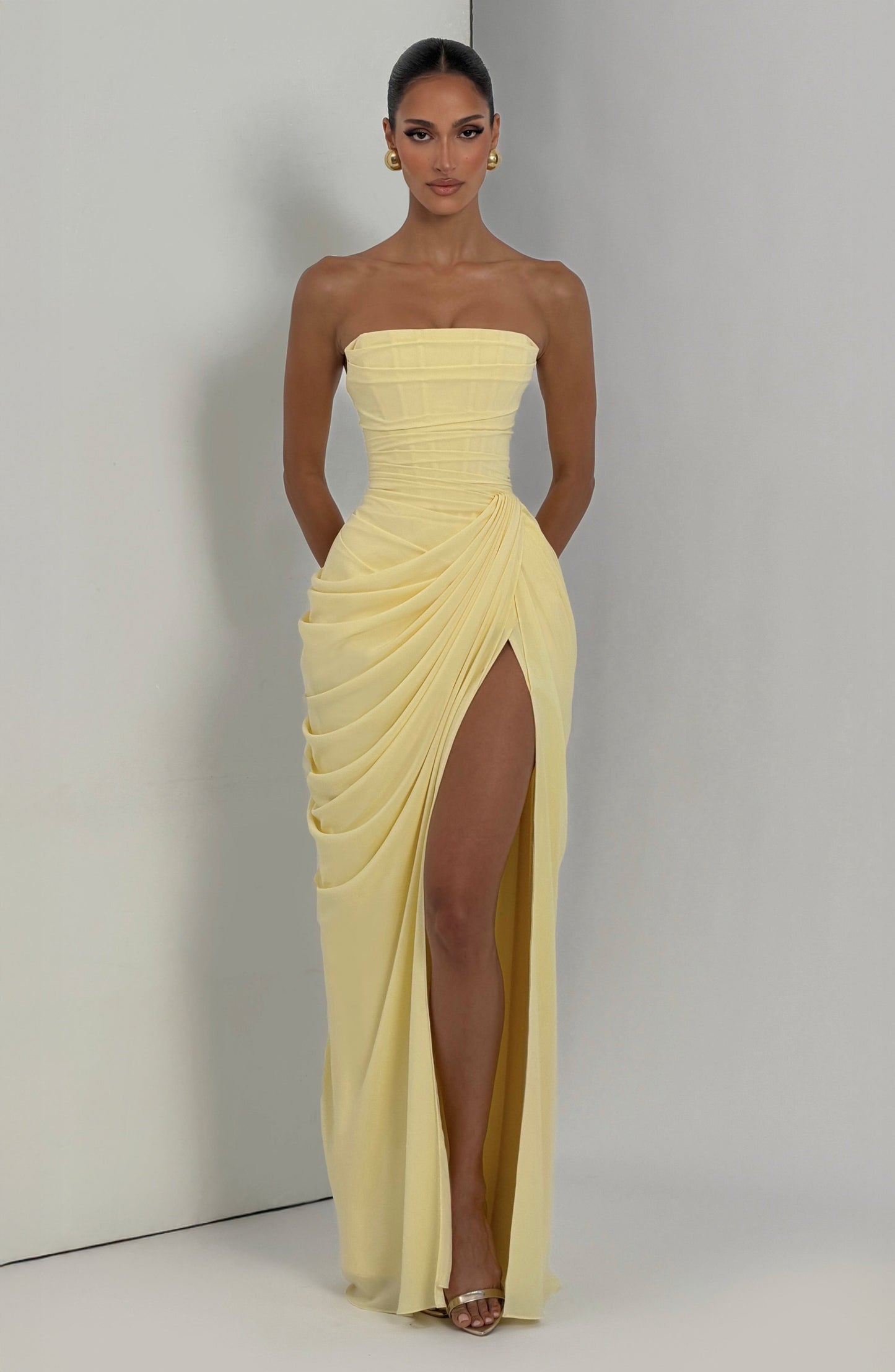 Cyra Maxi Dress - Lemon | Elvara House