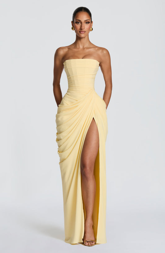 Cyra Maxi Dress - Lemon | Elvara House