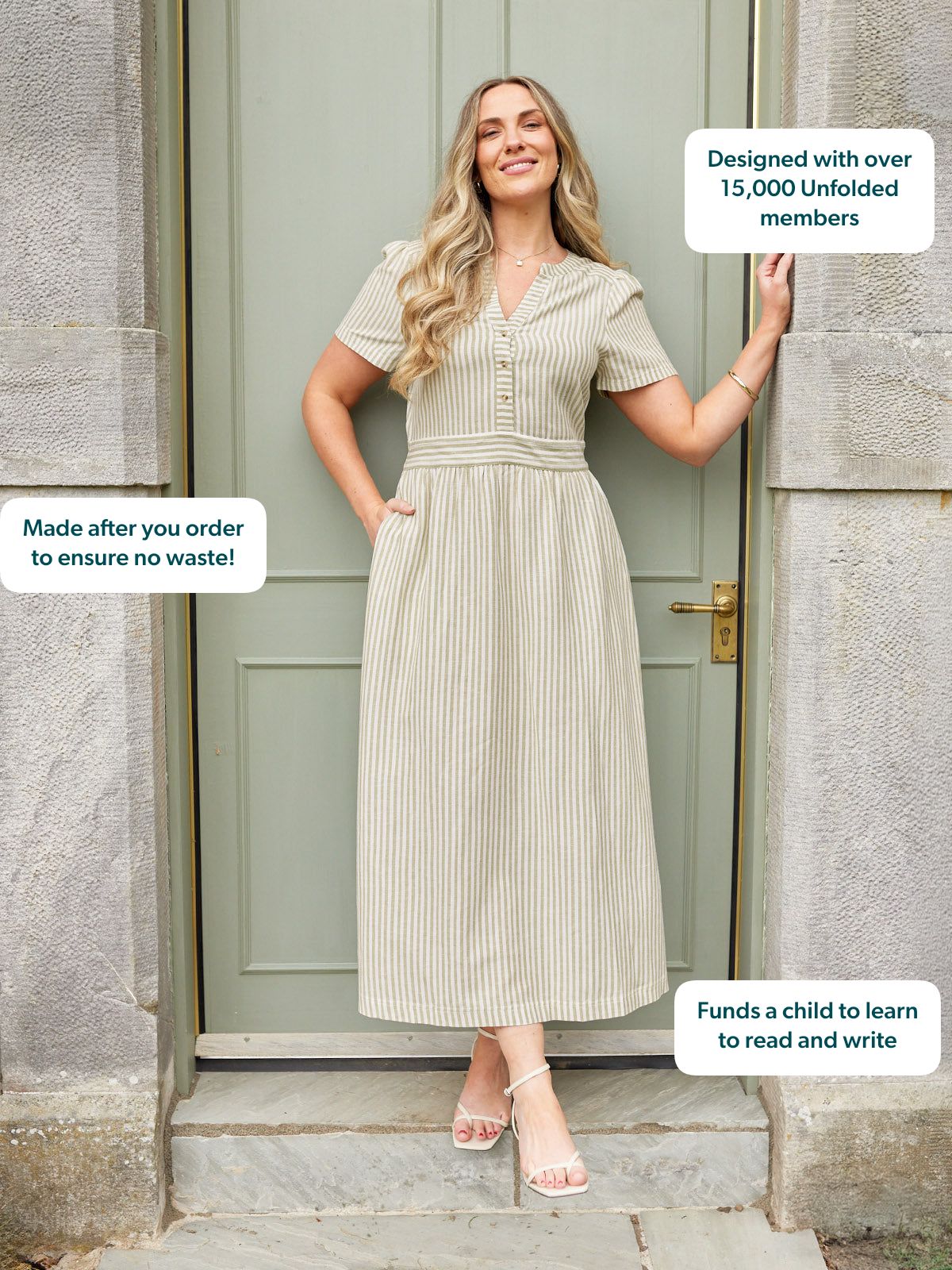 Diana Stripe Dress - Green & White