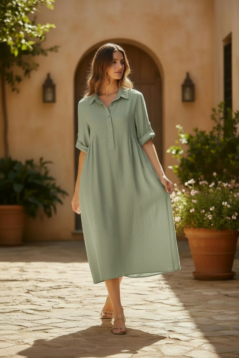 Maya dress sarge green