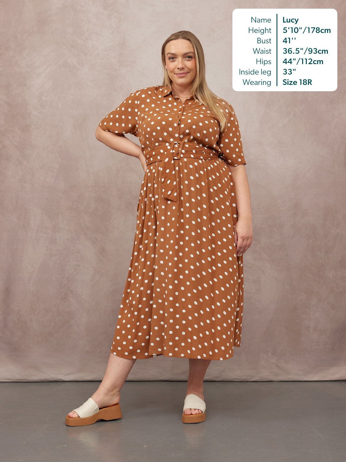 Camilla Shirt Dress - Brown & White Spot Print