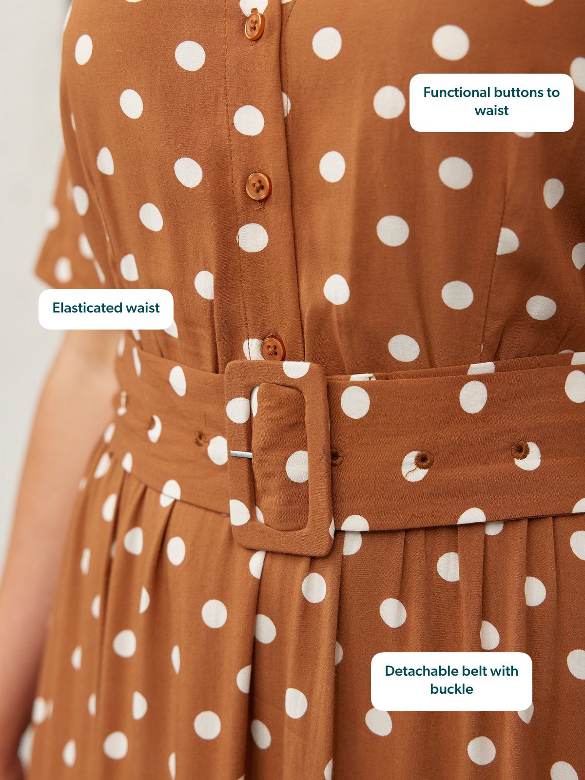 Camilla Shirt Dress - Brown & White Spot Print