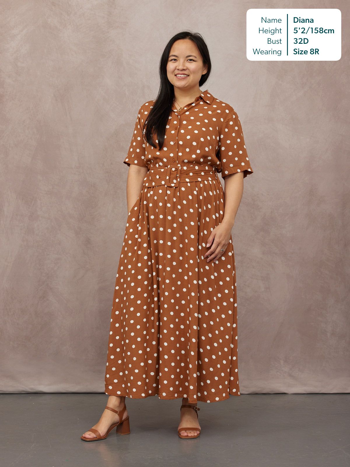 Camilla Shirt Dress - Brown & White Spot Print