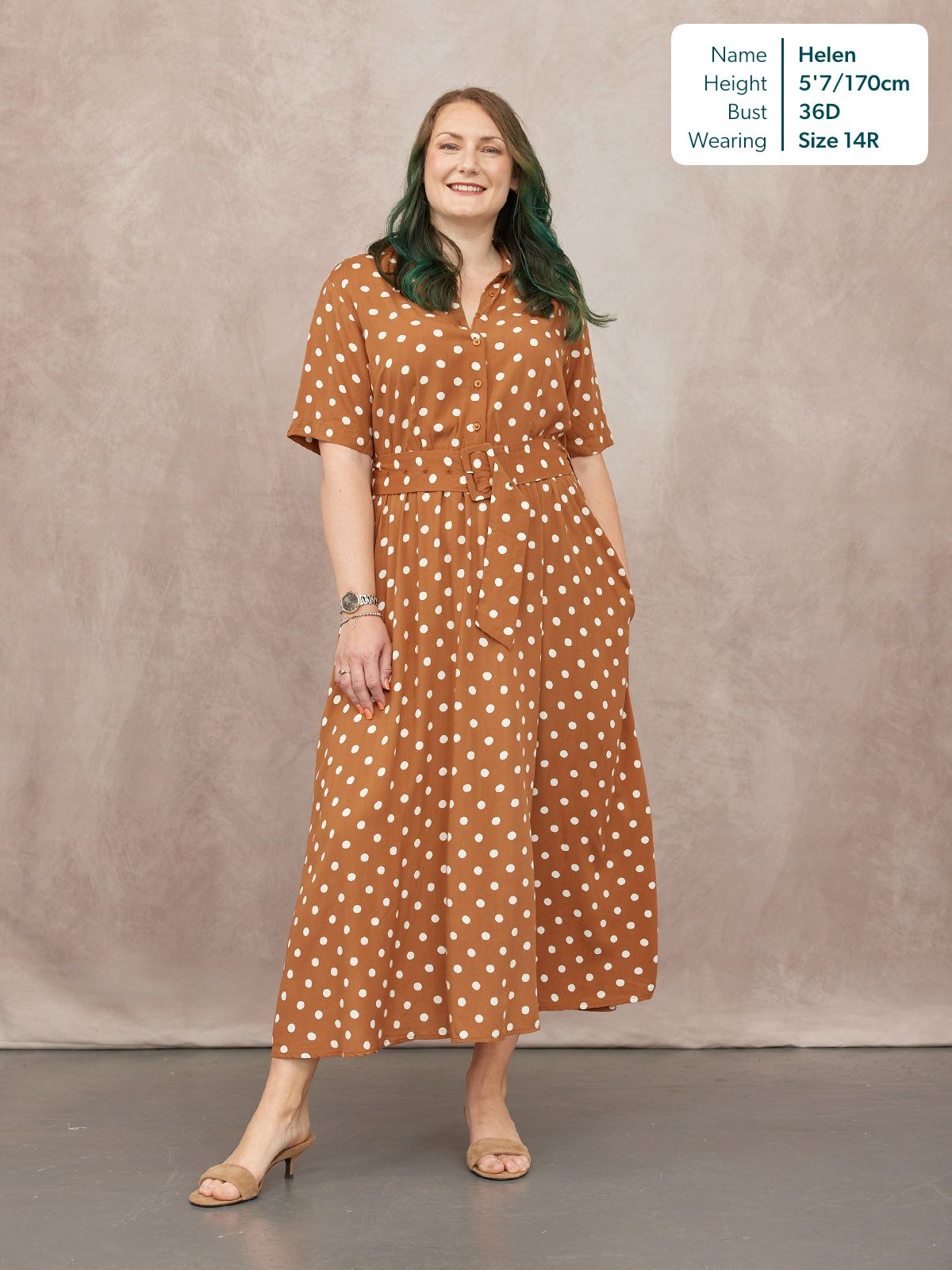 Camilla Shirt Dress - Brown & White Spot Print