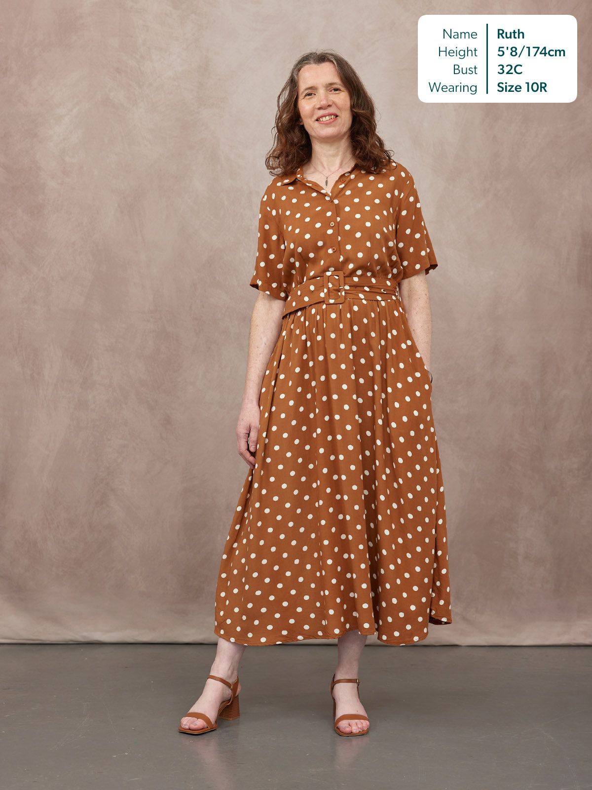 Camilla Shirt Dress - Brown & White Spot Print