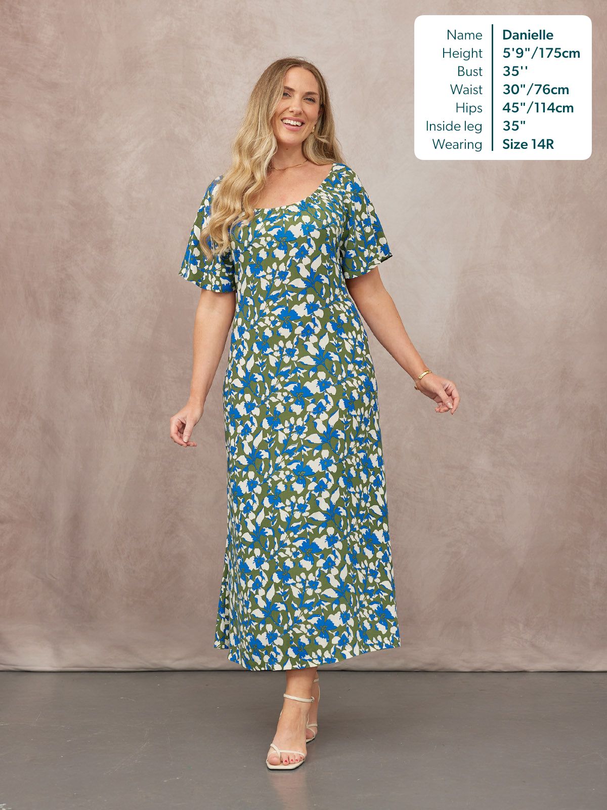 Dia Scoop Neck Dress - Green Floral