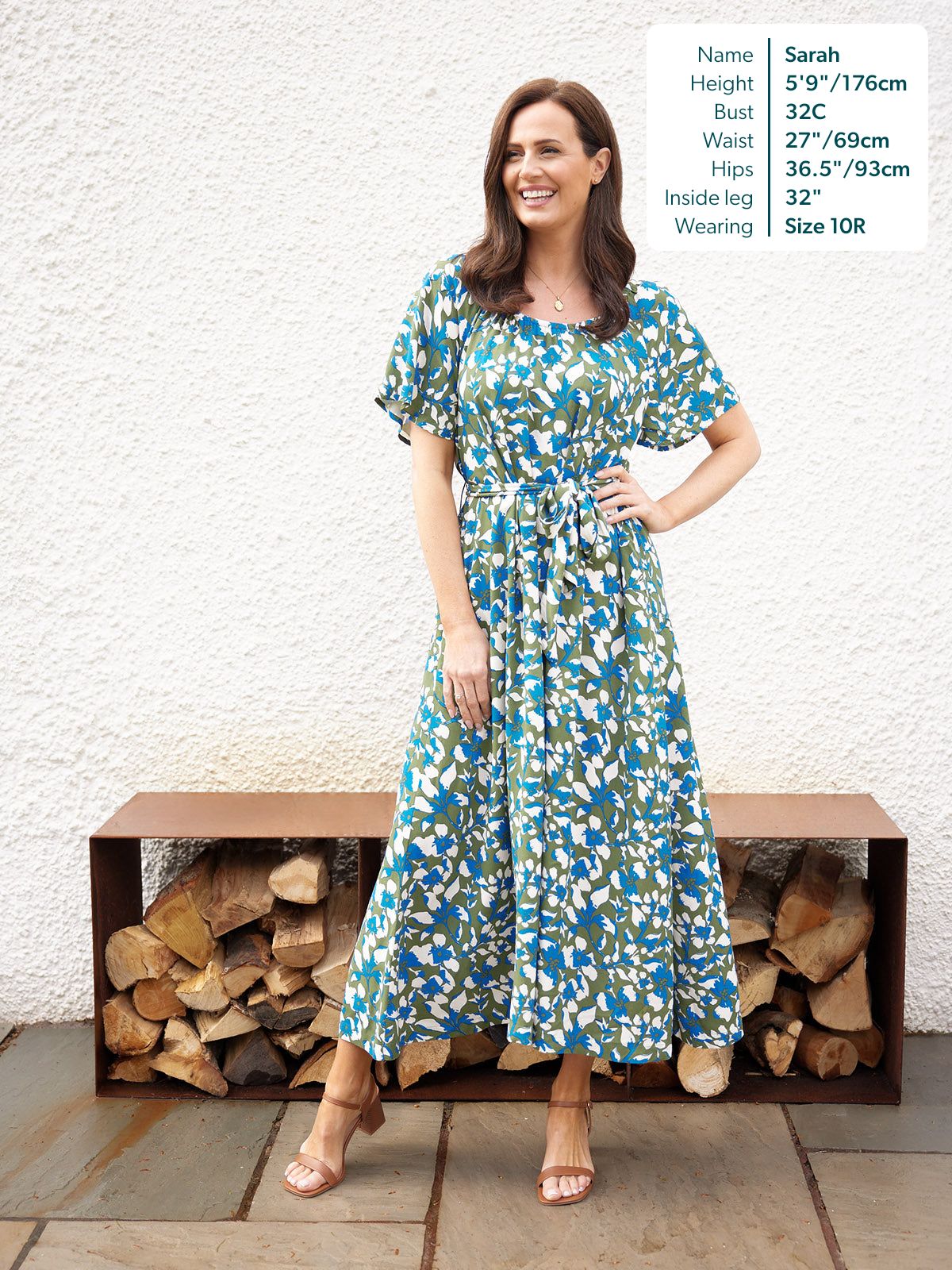 Dia Scoop Neck Dress - Green Floral