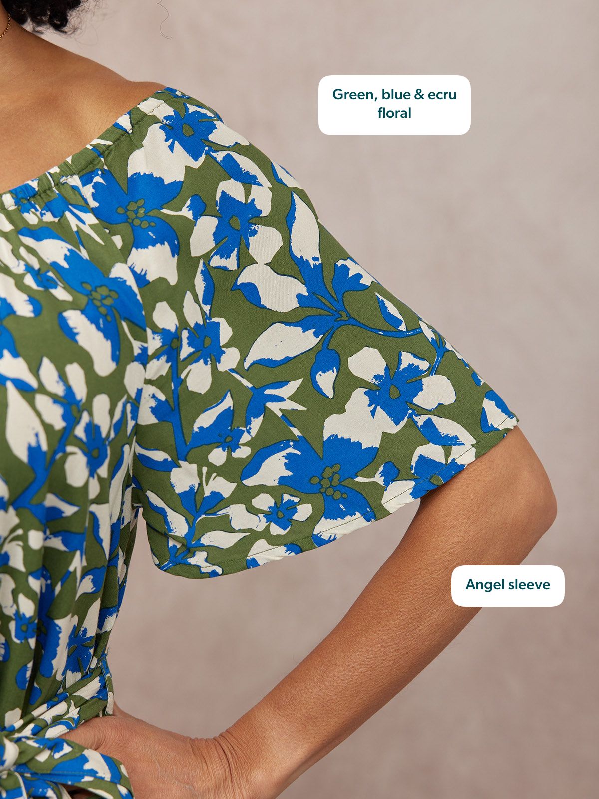 Dia Scoop Neck Dress - Green Floral