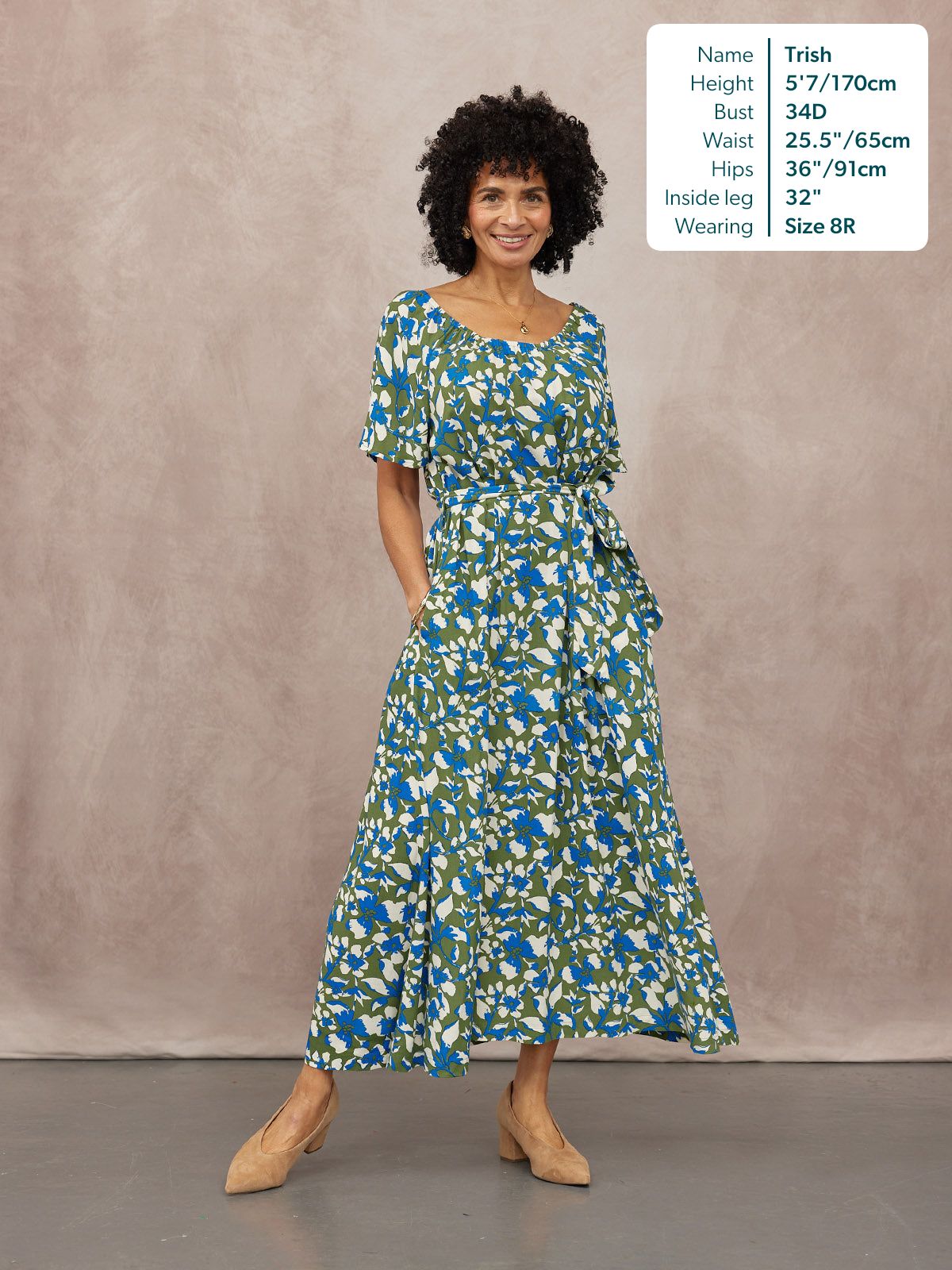 Dia Scoop Neck Dress - Green Floral