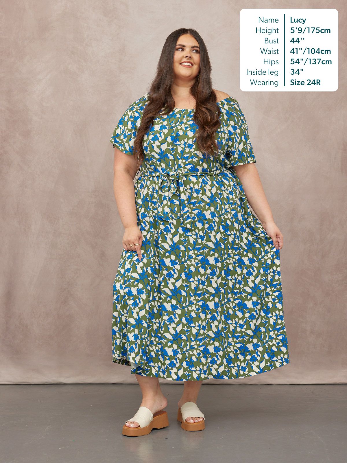 Dia Scoop Neck Dress - Green Floral