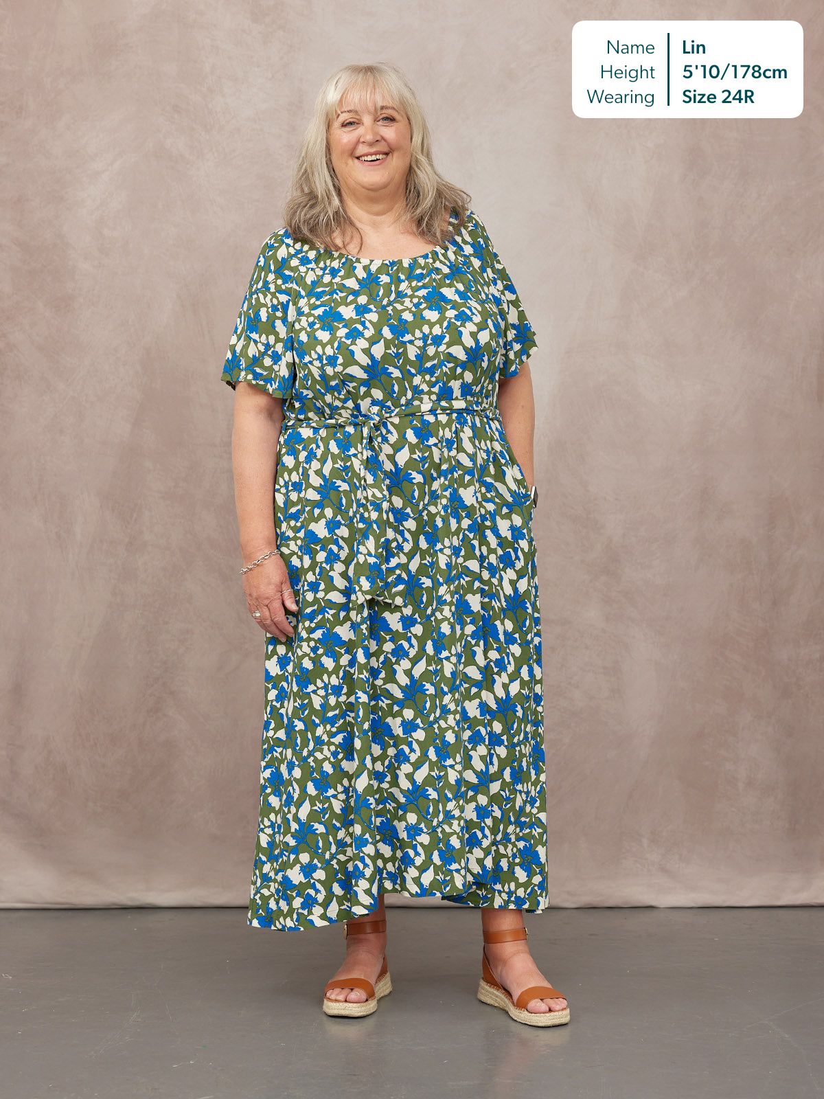 Dia Scoop Neck Dress - Green Floral