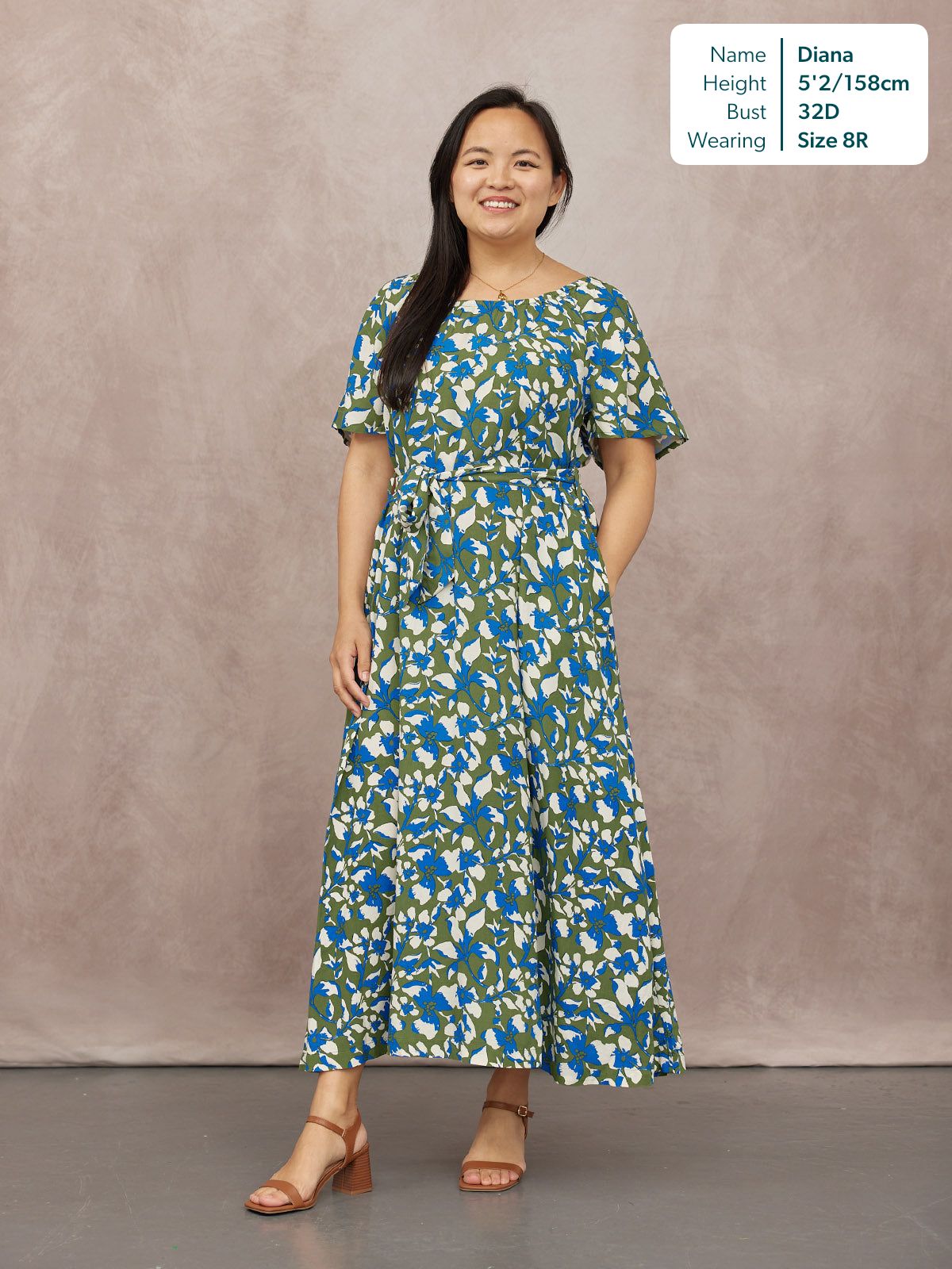 Dia Scoop Neck Dress - Green Floral
