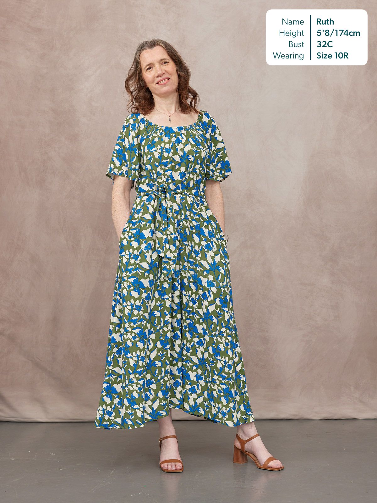 Dia Scoop Neck Dress - Green Floral