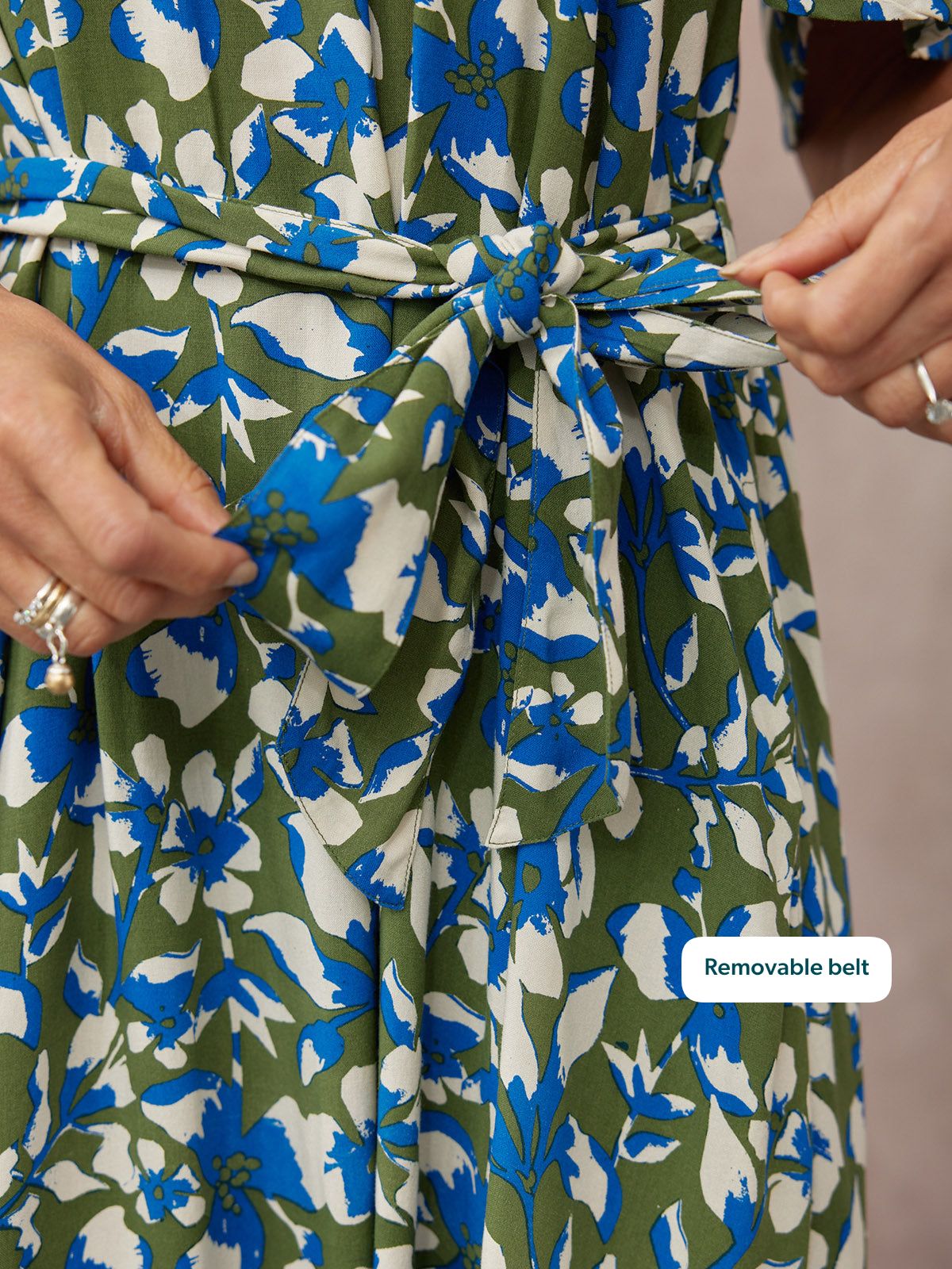 Dia Scoop Neck Dress - Green Floral
