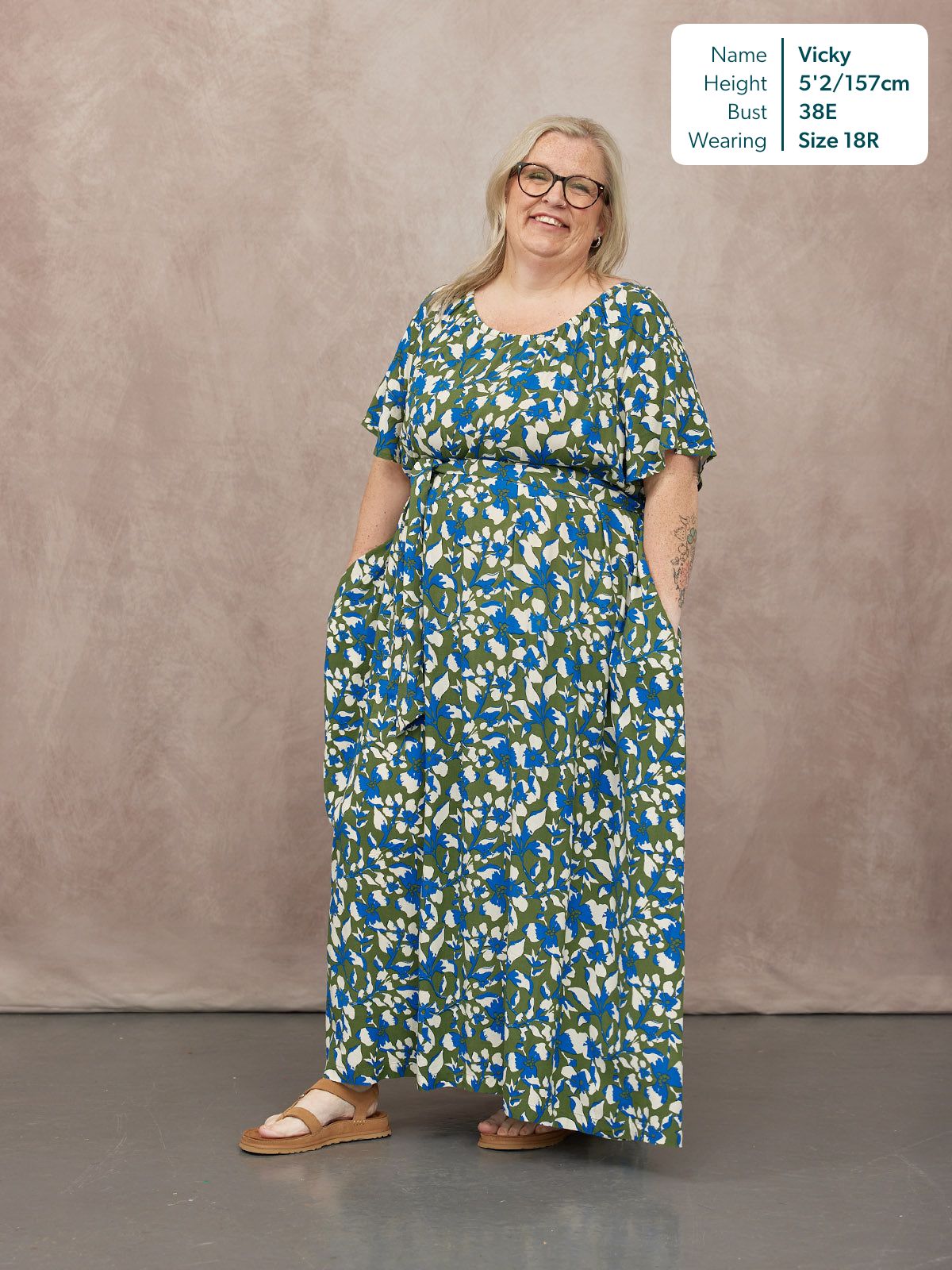 Dia Scoop Neck Dress - Green Floral