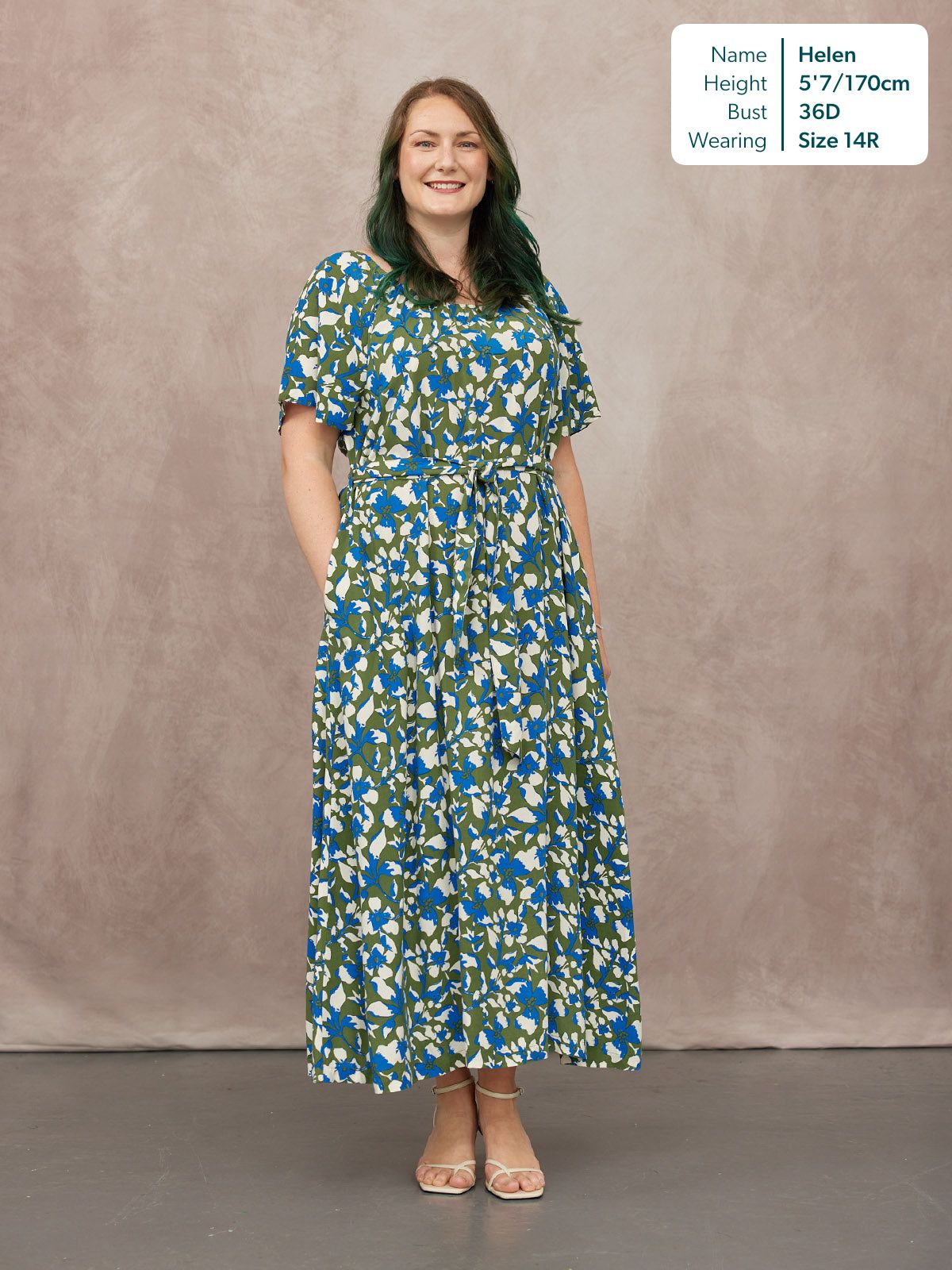 Dia Scoop Neck Dress - Green Floral