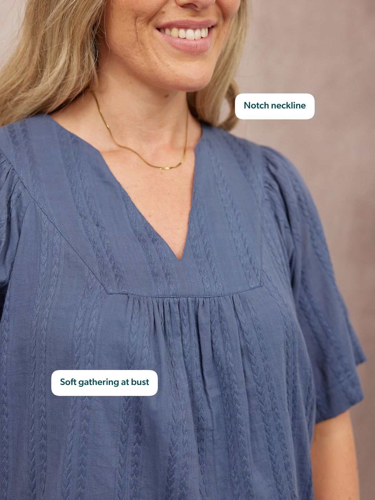 Edith Textured Relaxed Top - Blue