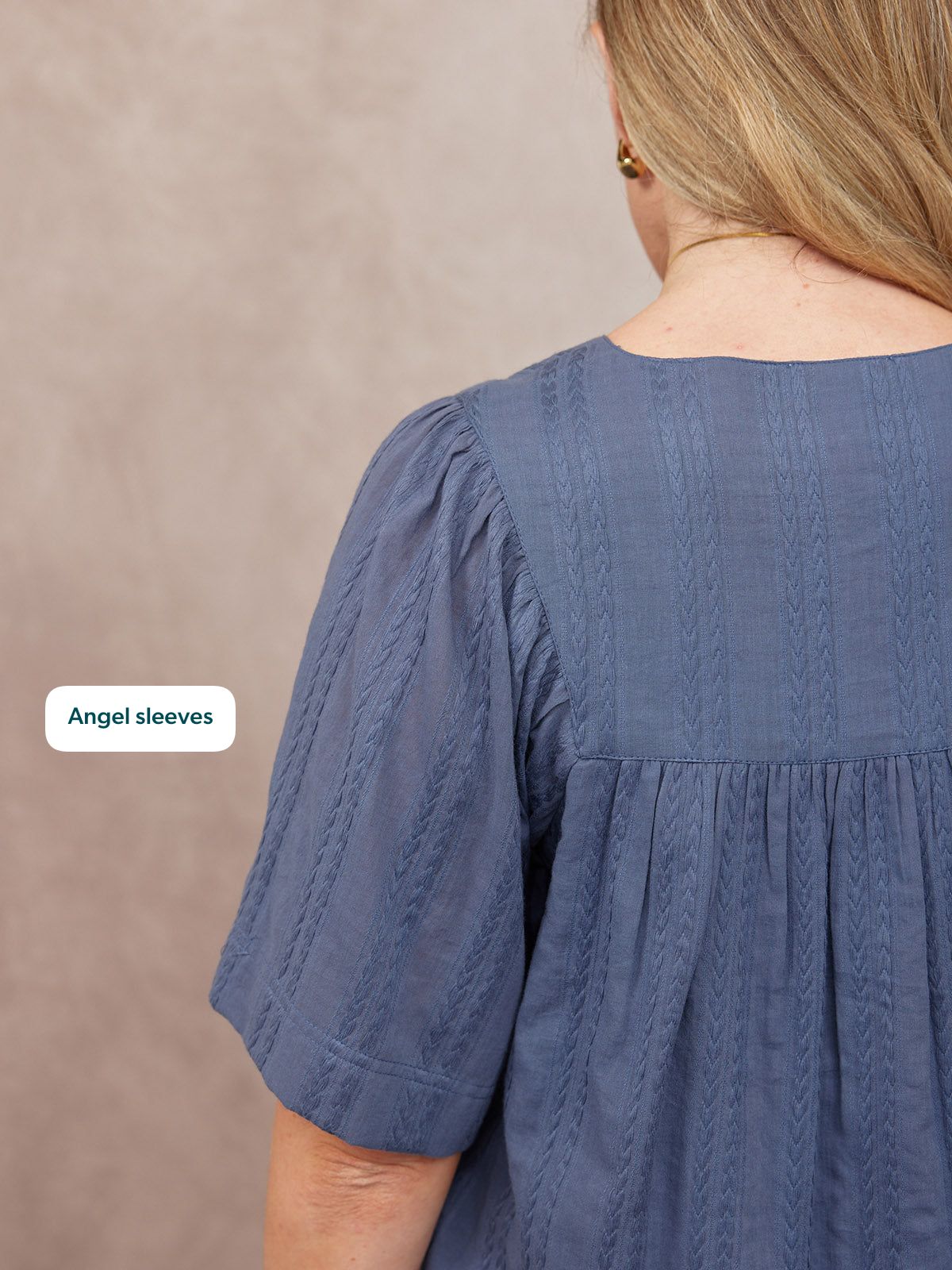 Edith Textured Relaxed Top - Blue