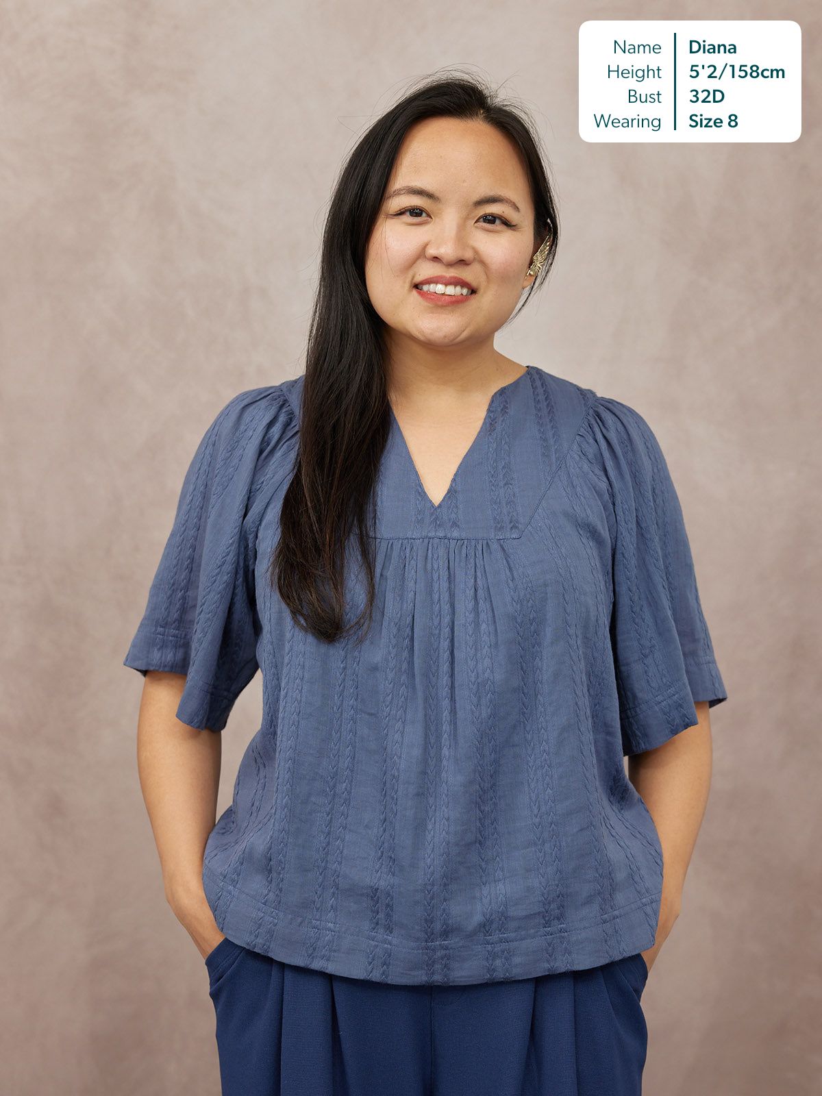 Edith Textured Relaxed Top - Blue