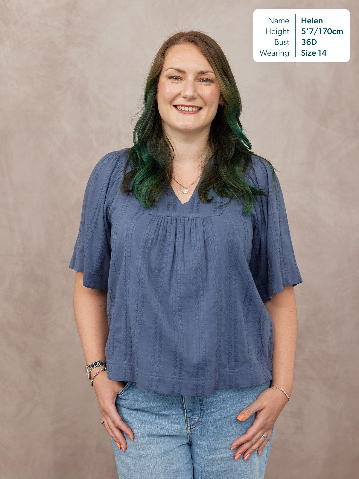 Edith Textured Relaxed Top - Blue
