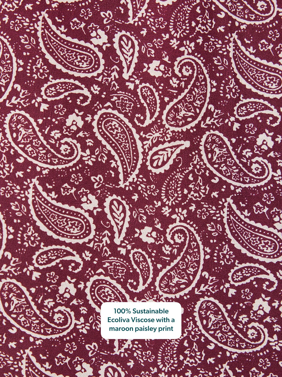 Gillian Shirred Bodice Dress - Maroon Paisley Print