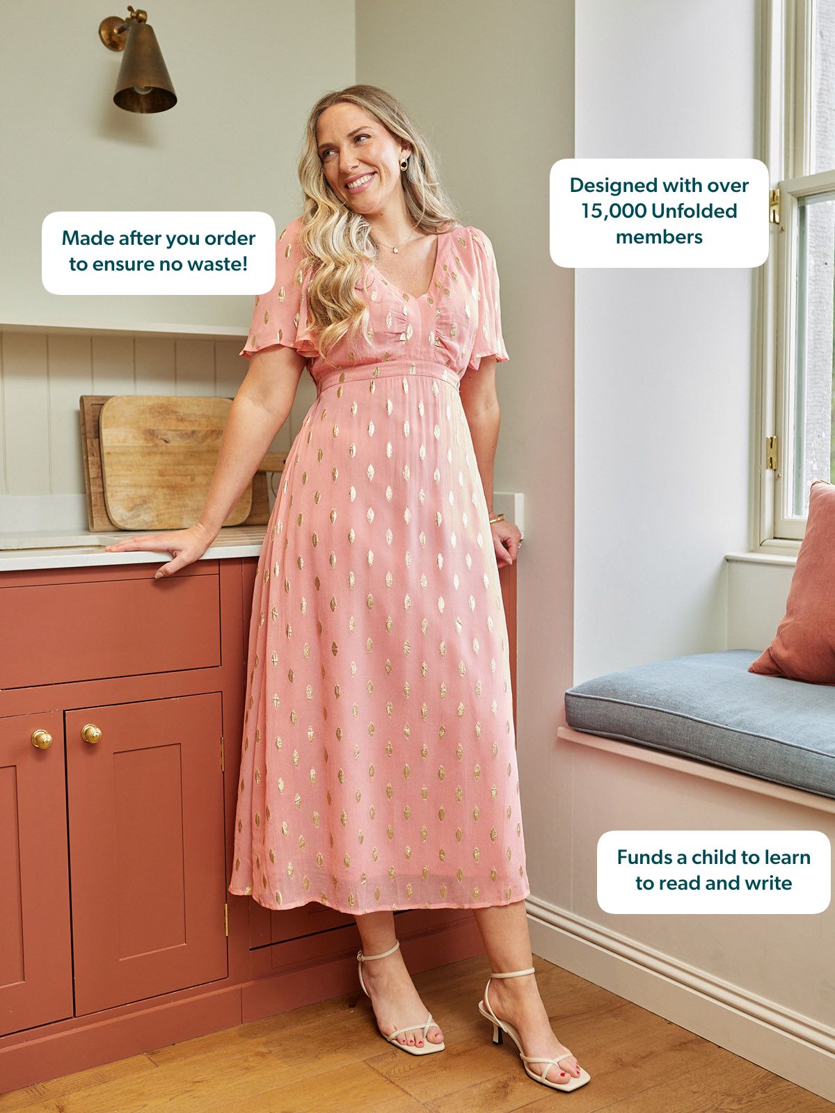 Helena Lurex Dress - Pink & Gold